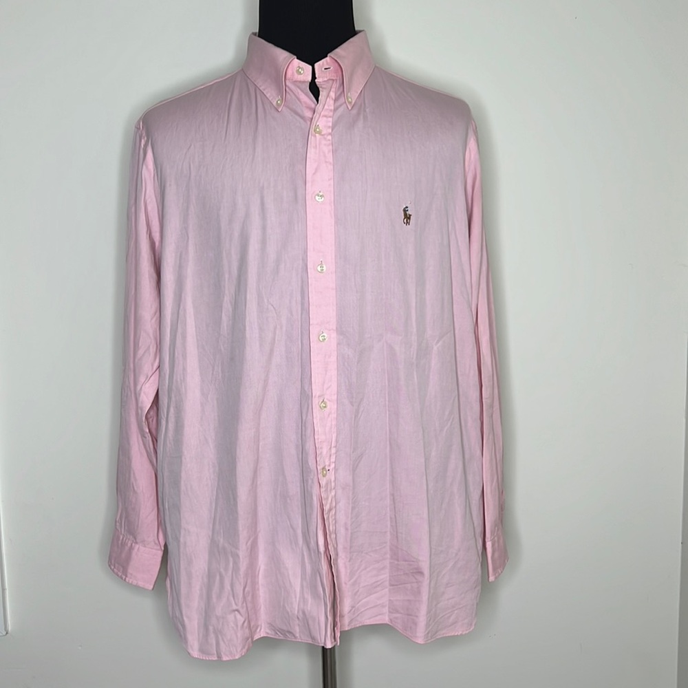 RALPH LAUREN Pink Button Down Dress Shirt 18